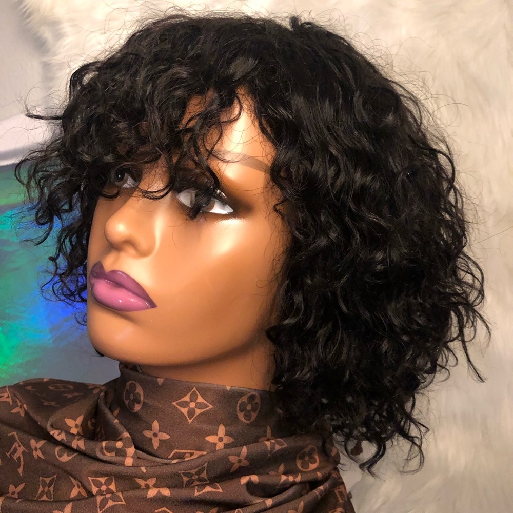 10’Indian curly Glueless Wig 100% Human Hair Wig - Picture 5 of 5